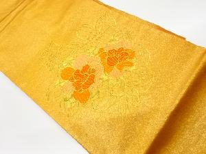 リサイクル　金駒刺繍花模様名古屋帯